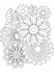 adults flowers new design . black and white background