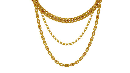 golden necklace set 3D rendering