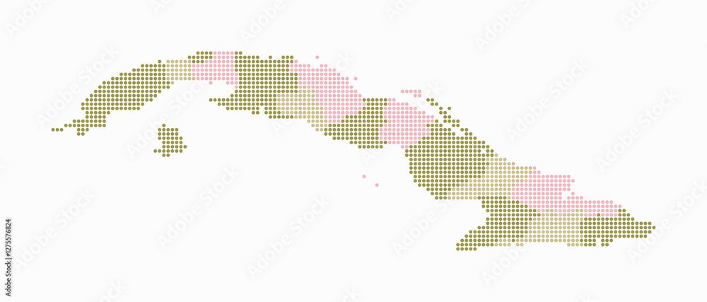 Poster cuba dotted map. digital style map of the country on white background. cuba shape with circle dots. 