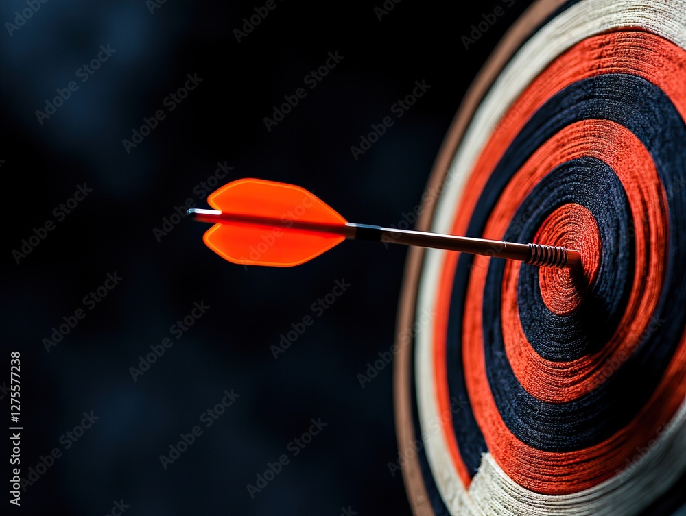 Aufkleber a close-up of a dart embedded in a target, showcasing the vibrant colors and concentric circles, emp
