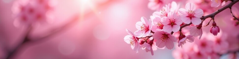 Fototapeta premium Soft pink hues of the blooming cherry blossom, soft pink, pink cherry blossoms, garden