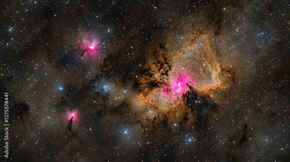 Aufkleber Cosmic nebula with stars, showcasing colorful celestial structures in the universe. Astronomy concept image
