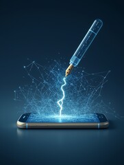 mobile phone with a pen,generated ai