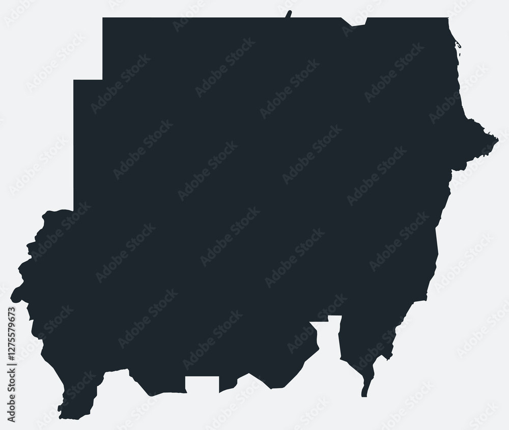 Poster sudan map. just a simple border map. shape of the country. flat blank sudan outline. vector boundary