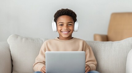 young man listening to music,generated ai