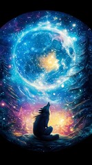 Wolf_howls_at_the_full_moon, generated ai