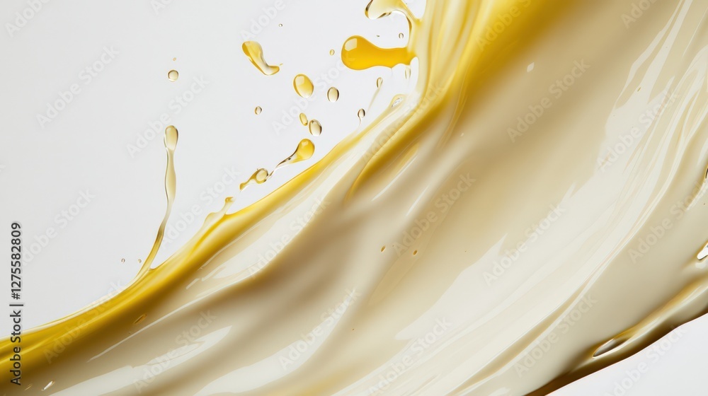 Poster flowing liquid splash in soft hues, creating a dynamic and artistic visual effect