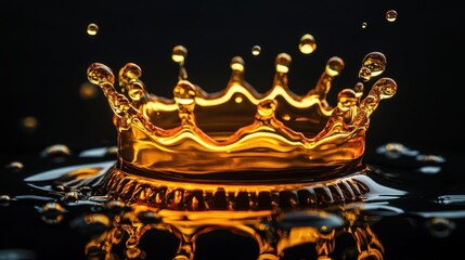 Liquid gold engine oil forming a beautiful symmetrical