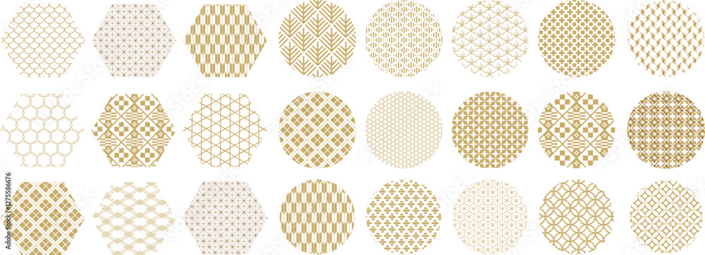 Wall mural japanese background with geometric pattern vector with poster and template design. icon and symbol.