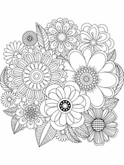 adults flowers new design . black and white background