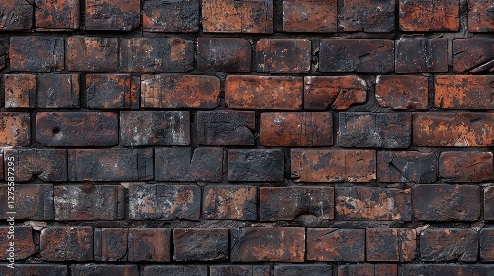 Aufkleber classic rustic brick wall texture showcasing warm tones of deep red and charcoal, arranged in a unif