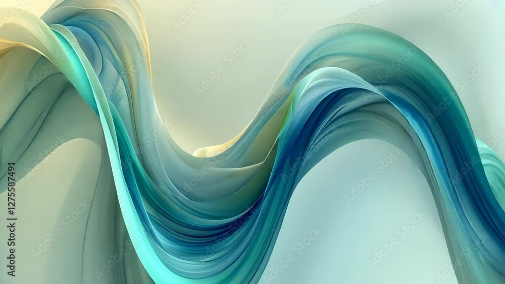 Poster fluid abstract waves in motion: elegant multicolored flow and dynamic energy