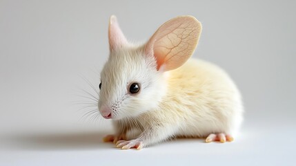 Cute pale mouse, studio shot, against plain background, possible use in children's books or educational material