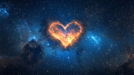 Heart Shape Nebula in Deep Space with Colorful Cosmic Background