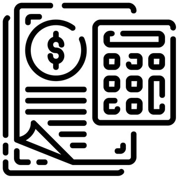 black line art financial documents calculator clip art preview