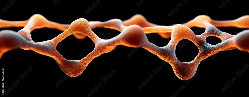 Aufkleber Abstract Orange Nanostructure Network Microscopic View Closeup