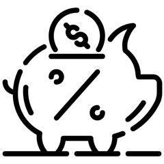 piggy bank vector outline icon