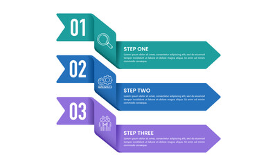Ribbon Arrow Infographic 3 Options for Growing Your Business. Presentation, Banner, Brochure, Strategy and Plan. Vector illustration.