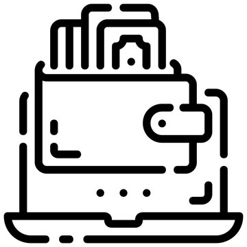 online wallet vector outline icon