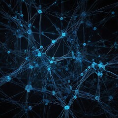 Blue Network Connections on Black Background