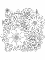 Print flowers coloring book pages. a new floral design