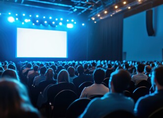 Nostalgic first-person view capturing an engaged audience in a vibrant business setting.