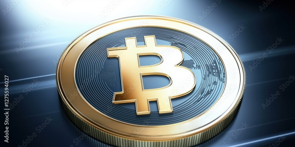 Aufkleber bitcoin logo displayed prominently with modern design elements focusing on cryptocurrency concepts a