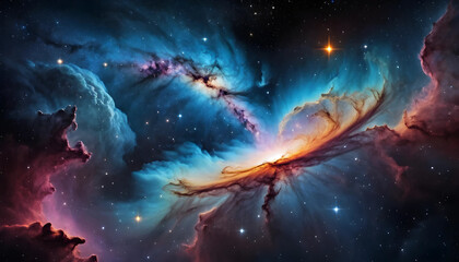 Fototapeta premium northern lights and nebula