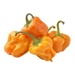 A cluster of vibrant orange bell peppers, showcasing their fresh and organic appearance.