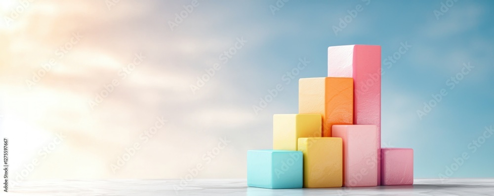 Aufkleber colorful blocks ascending graph showing growth progress success