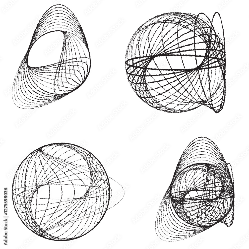 Fototapete rough lines in circle form . rotate rounded shape vector illustration .rotating circles form a ring.