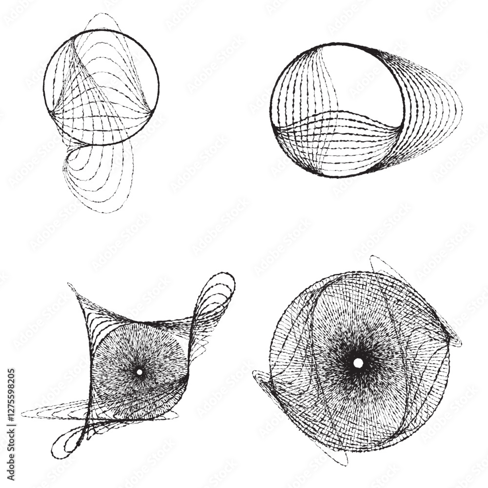 Fototapete rough lines in circle form . rotate rounded shape vector illustration .rotating circles form a ring.