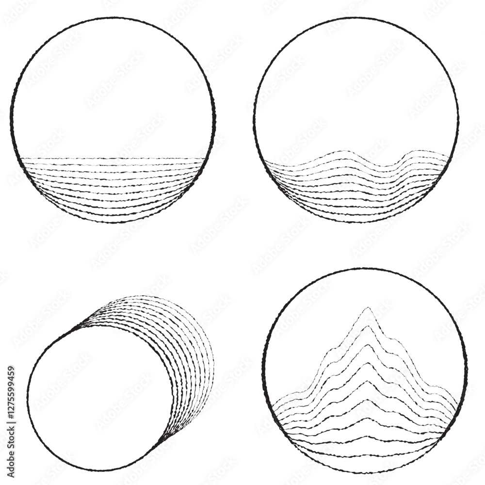 Fototapete rough lines in circle form . rotate rounded shape vector illustration .rotating circles form a ring.