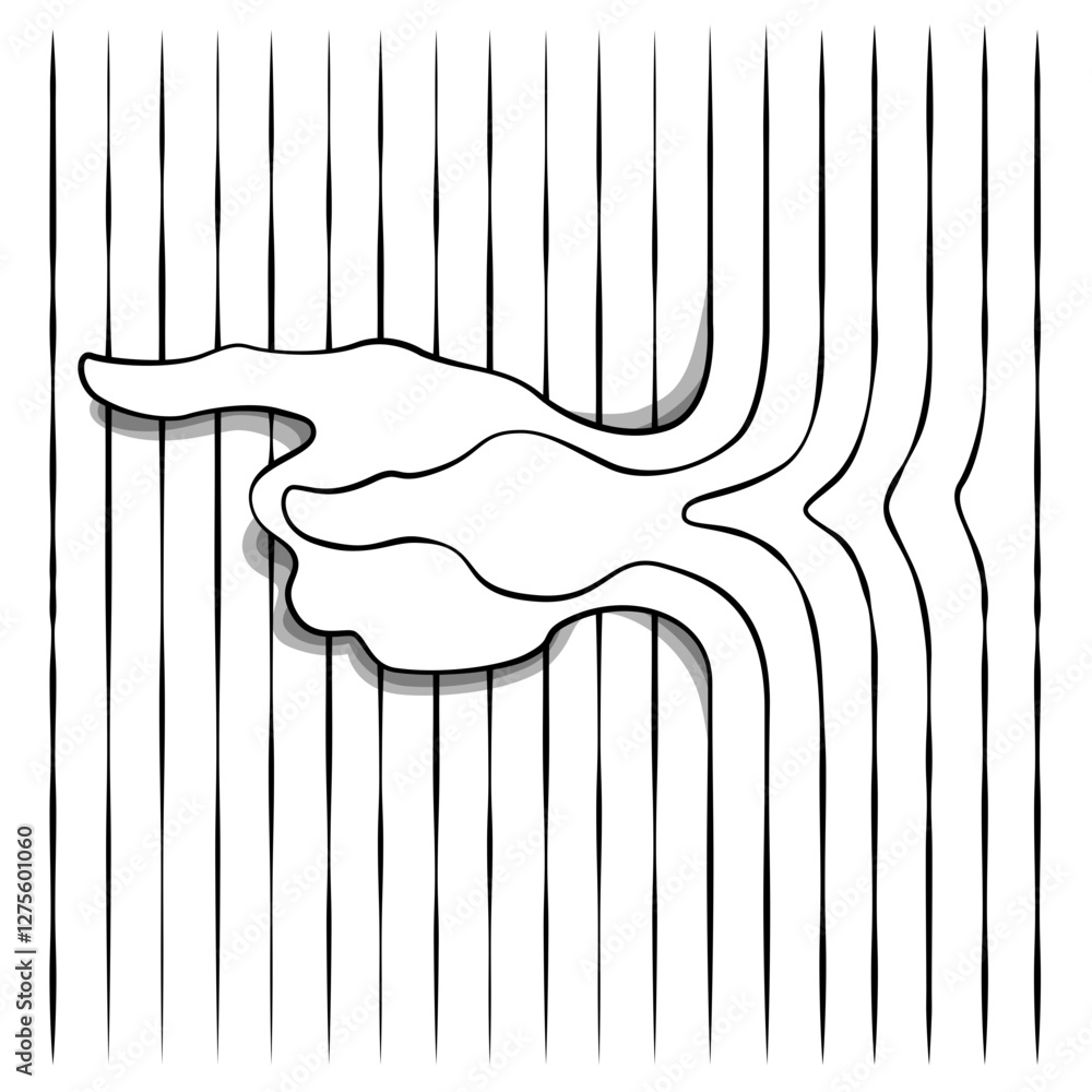 Aufkleber human hand gesture index finger silhouette outline of several single lines. abstraction of lines. wa