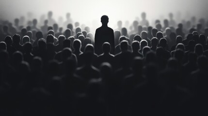 Obraz premium Pink silhouette of couple standing in monochrome crowd of different people,surreal unique and different concept,loneliness in society,shadow,freedom,Love,be yourself,Stand out from the crowd.