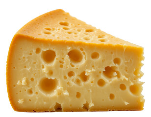 A close-up shot of a delectable Swiss cheese wedge against a dark backdrop