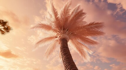 Stunning Palm Tree Against a Dramatic Sunset Sky