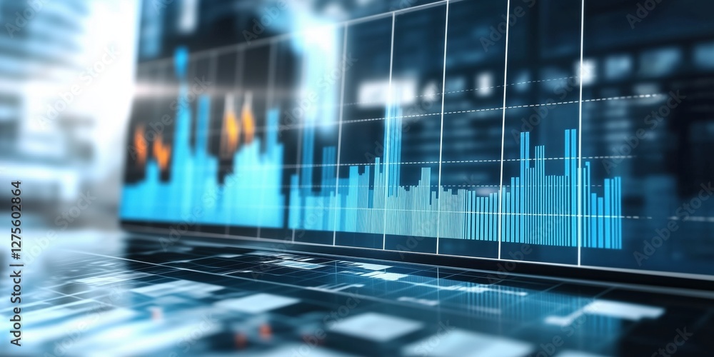Poster technical analysis chart illustrating market trends and price fluctuations over time for data analys