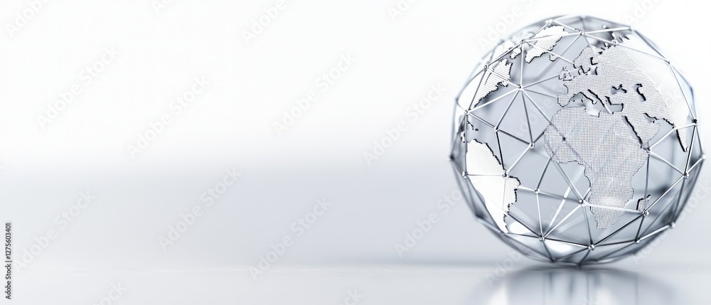 Aufkleber global network connection steel globe earth map