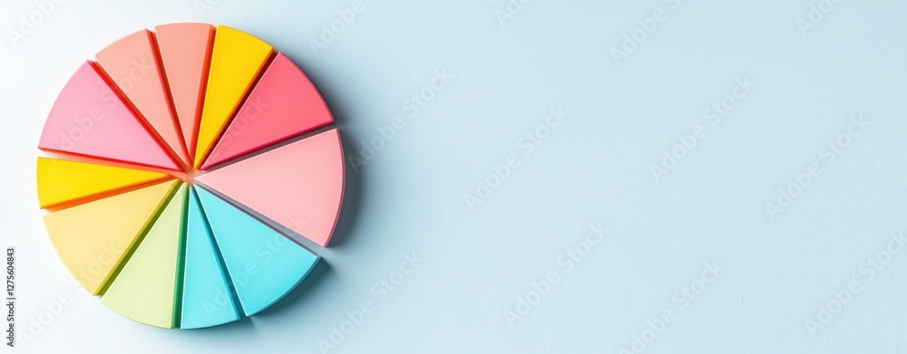 Poster colorful pastel pie chart sections data analysis presentation