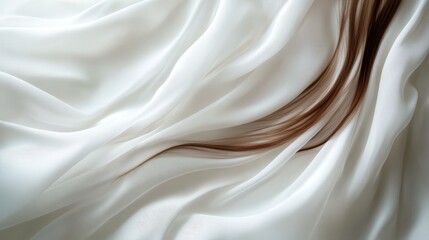 Beautiful model girl with Brown hair strand,silky healthy chestnut wavy hair strand isolated on white background,hair wavy ribbon, with smooth texture,vibrant shine,brunette hairpiece, hairy ribbon.