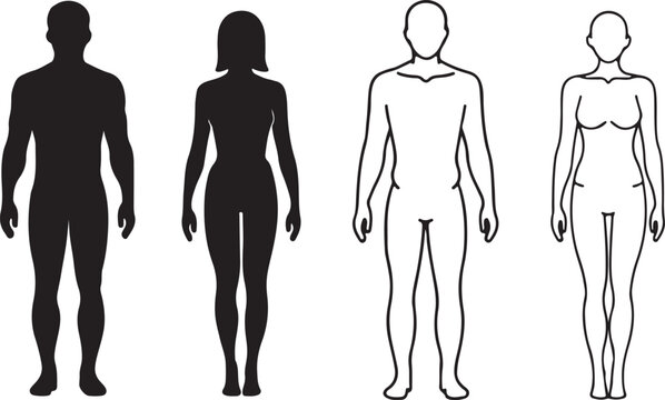 Male and Female Silhouettes for Identification and Design