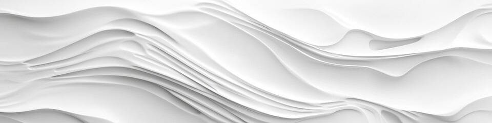 Seamless White Fluid Wave Texture Pattern. Modern Elegant Background. 3D Flow Abstract Design.