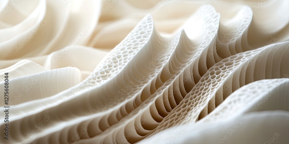 Poster intricate close-up of elegantly textured ivory paper showcasing delicate folds and patterns with sof