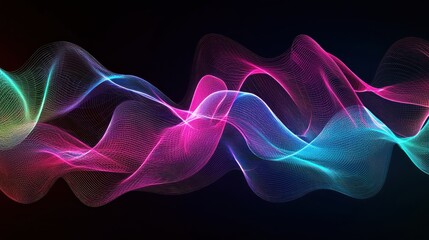 Obraz premium Abstract Neon Wave Art: Vibrant Flowing Lines of Light and Color