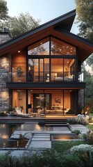 Innovative modern architecture blending with nature high resolution hd photo