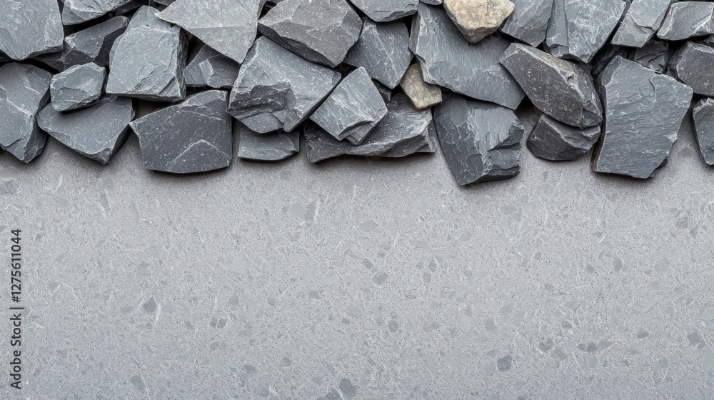 Aufkleber grey stone pieces on grey surface background texture image