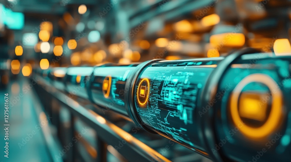 Poster Futuristic Data Stream Transportation System High Tech Digital Pipeline