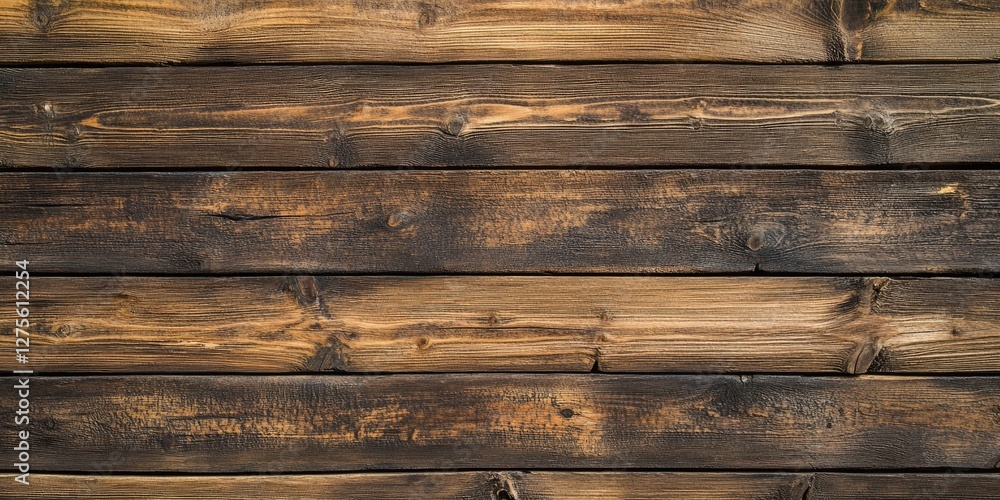 Aufkleber textured brown wooden wall close-up with horizontal planks and natural grain patterns providing a ru