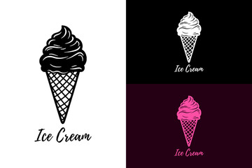 ice cream cone, ice cream parlor logo, popsicles, sweet, dessert, summer, juice bar, typography, food blog, recipe web, foodie, food shop, ecommerce, vector, logo